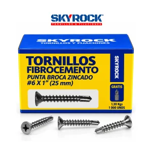 Tornillo 6x1" Punta Broca Zincado Fibrocemento