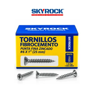 Tornillo 6x1" Punta Fina Zincado Fibrocemento