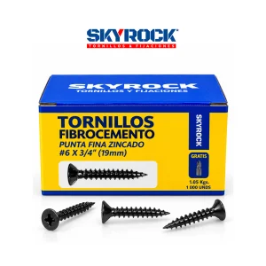 Tornillo 6x3/4" Punta Fina Zincado Fibrocemento