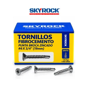 Tornillo 6x3/4" Punta Broca Zincado Fibrocemento