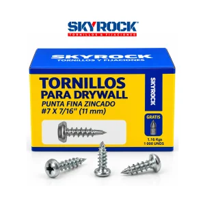 Tornillo 7x7/16" Punta Fina Zincado